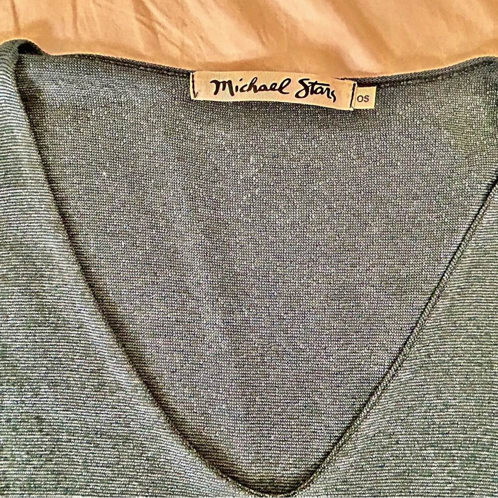 Michael Stars Womens Scoop Neck Sweater One Size Dark Aqua With Stretch Pullover